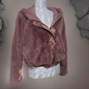 Vintage Free People Mauve hooded Teddy Jacket